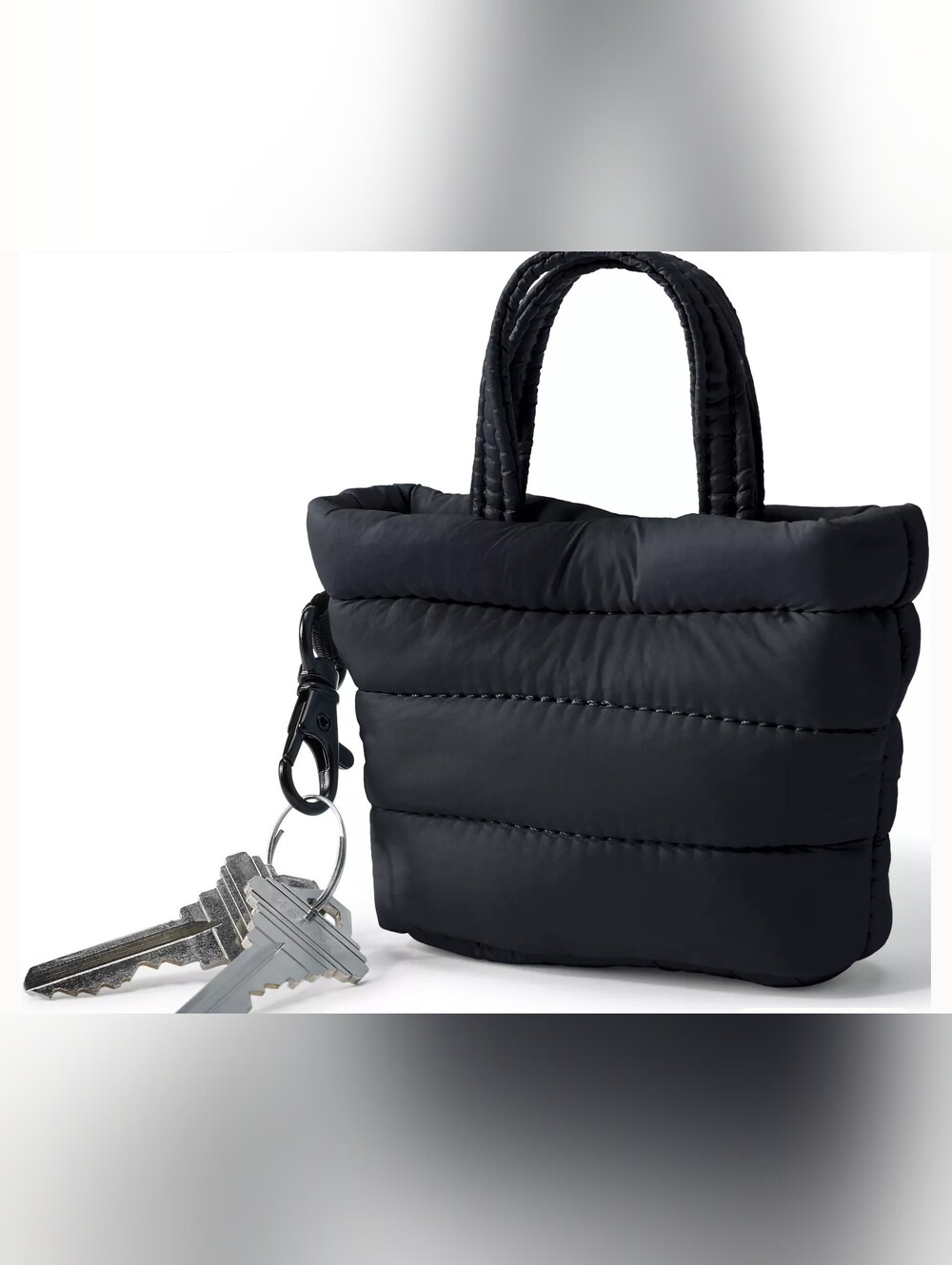Lands' End Puffy Quilted Micro Wanderweight Tote in Bright Blue  Keychain